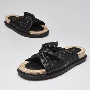 Christian Dior Black Cannage D-twist Slide Sandals Espadrille